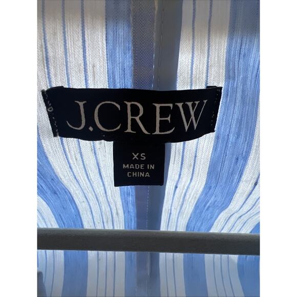 J. Crew Patch Pocket Linen Blend Oversize Striped Blazer XS Nautical Spring Z26 - Picture 7 of 7